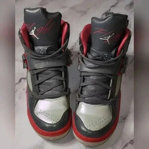 Girls Size 6.5Y Jordan Flight Grey and Hot Pink